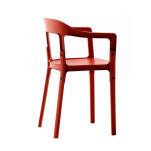 Krzesło STEELWOOD stal w kolorze czerwonym nogi czerwony buk