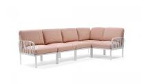 Sofa modułowa KOMODO marki Nardi rama Bianco poduszki rosa quarzo