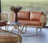 Sofa indoor NEST marki Cane-line skóra Cognac
