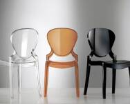 Pedrali QUEEN 650 krzesło nieprzezroczyste czarne oraz przezroczyste bursztynowe i krystaliczne